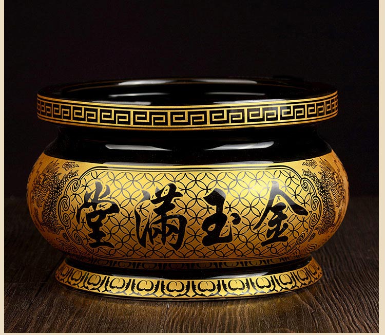 居室佛具陶瓷香炉 佛教用品佛堂香插供佛线香炉莲花心经 