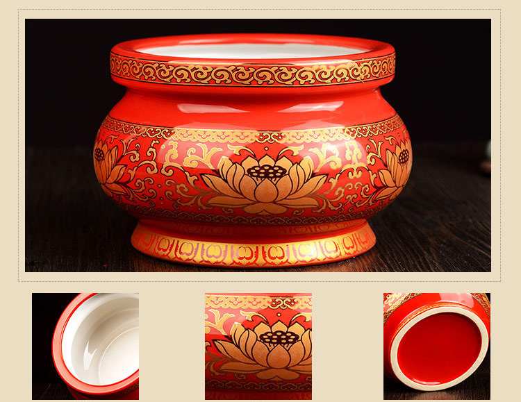 居室佛具陶瓷香炉 佛教用品佛堂香插供佛线香炉莲花心经 