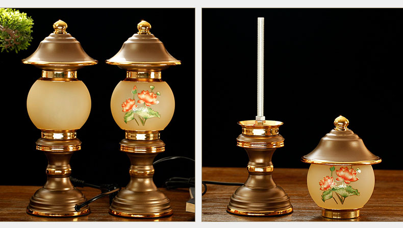 佛堂室内供佛像观音莲花灯宫灯神明灯彩荷led节能长明灯支2支包邮 