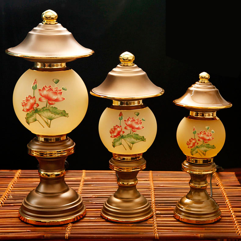 佛堂室内供佛像观音莲花灯宫灯神明灯彩荷led节能长明灯支2支包邮 