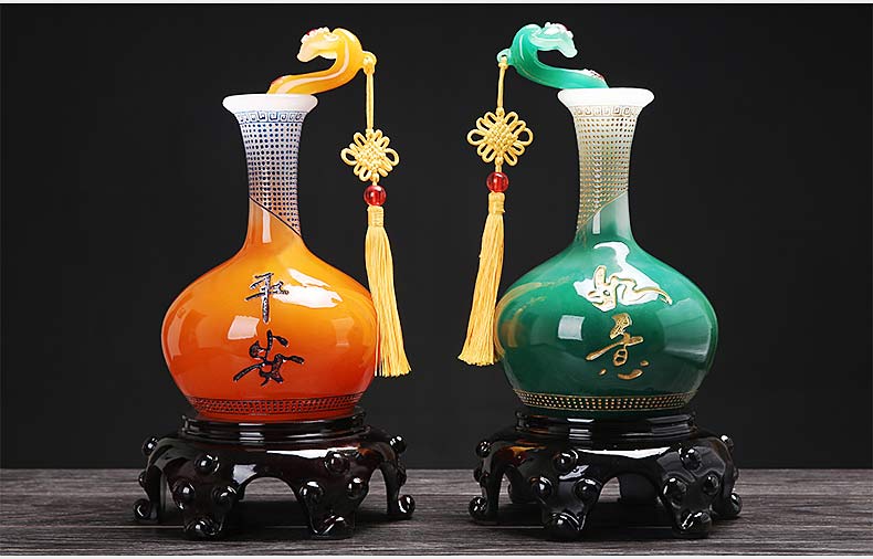 酒柜装饰品摆件电视柜家居客厅玄关平安如意花瓶摆设乔迁新居礼品 