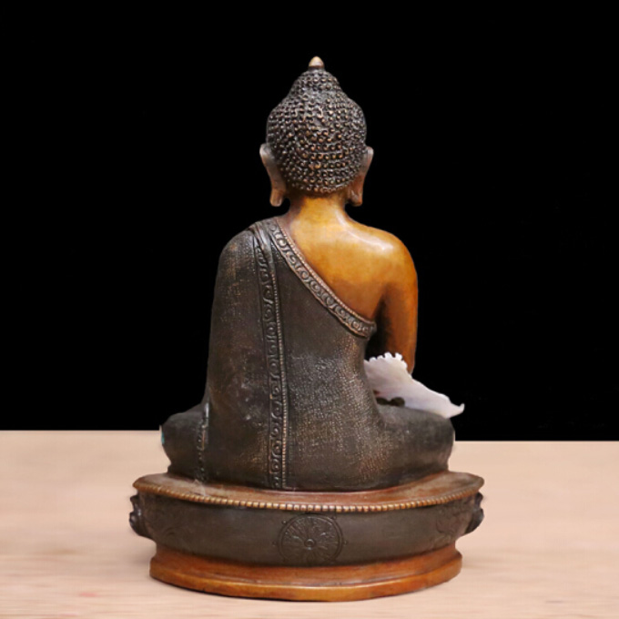 尼泊尔铜五方佛复古铜佛像蜜宗摆件7寸佛像5个一套