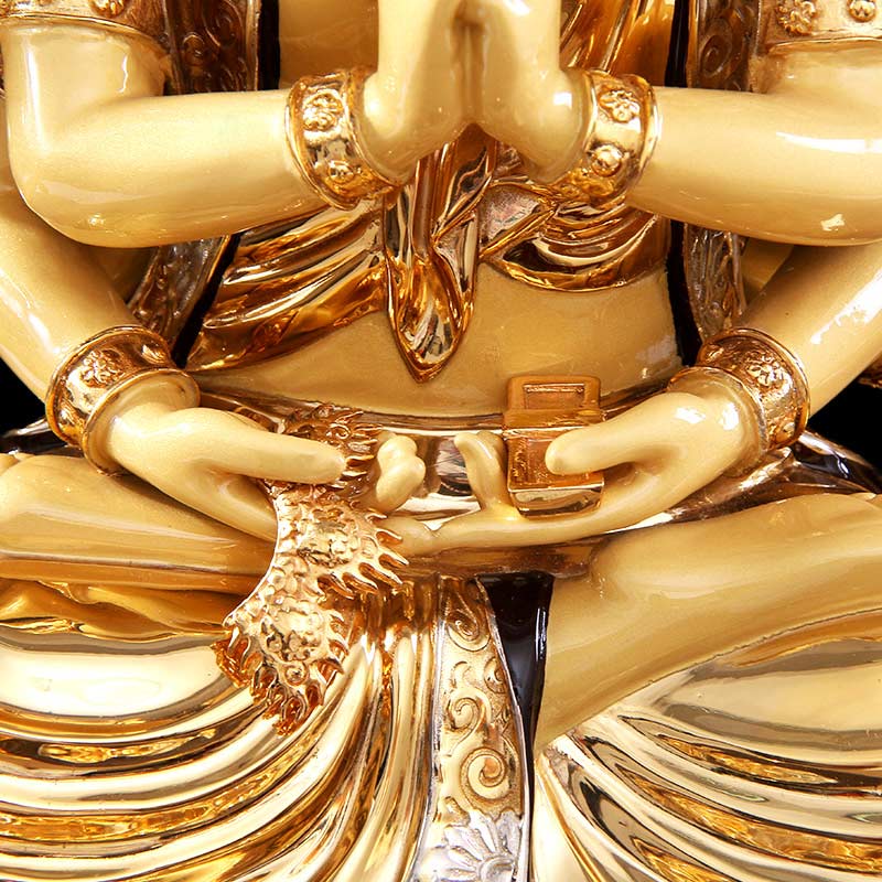 台湾铜鎏金准提菩萨佛像供奉家用开光准提佛母像密宗佛像摆件