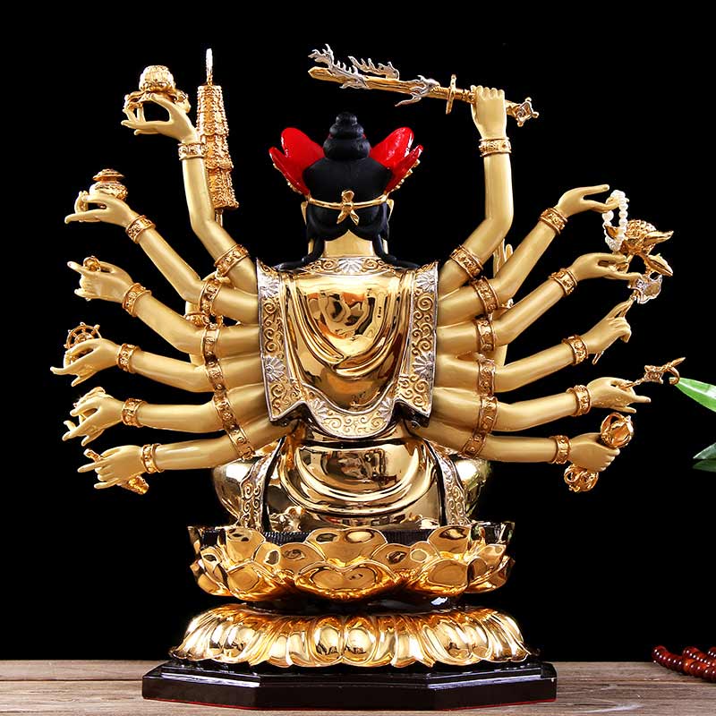 台湾铜鎏金准提菩萨佛像供奉家用开光准提佛母像密宗佛像摆件