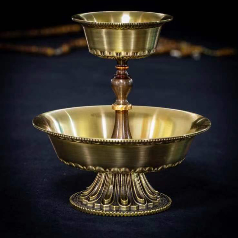西藏纯铜雕花供水杯密宗七支供水碗家用佛前供佛杯大小号圣水杯